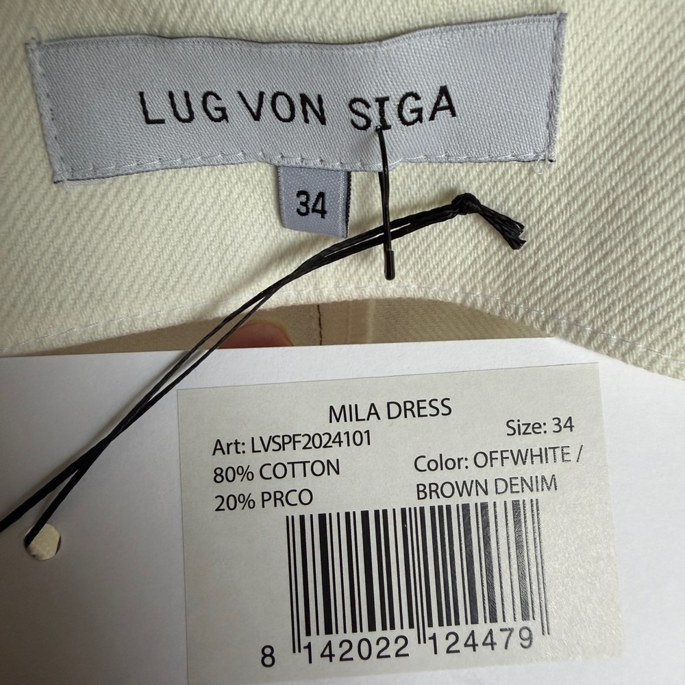 Lug Von Siga Mila Dress in White and Brown Denim 34 - Picture 2 of 6